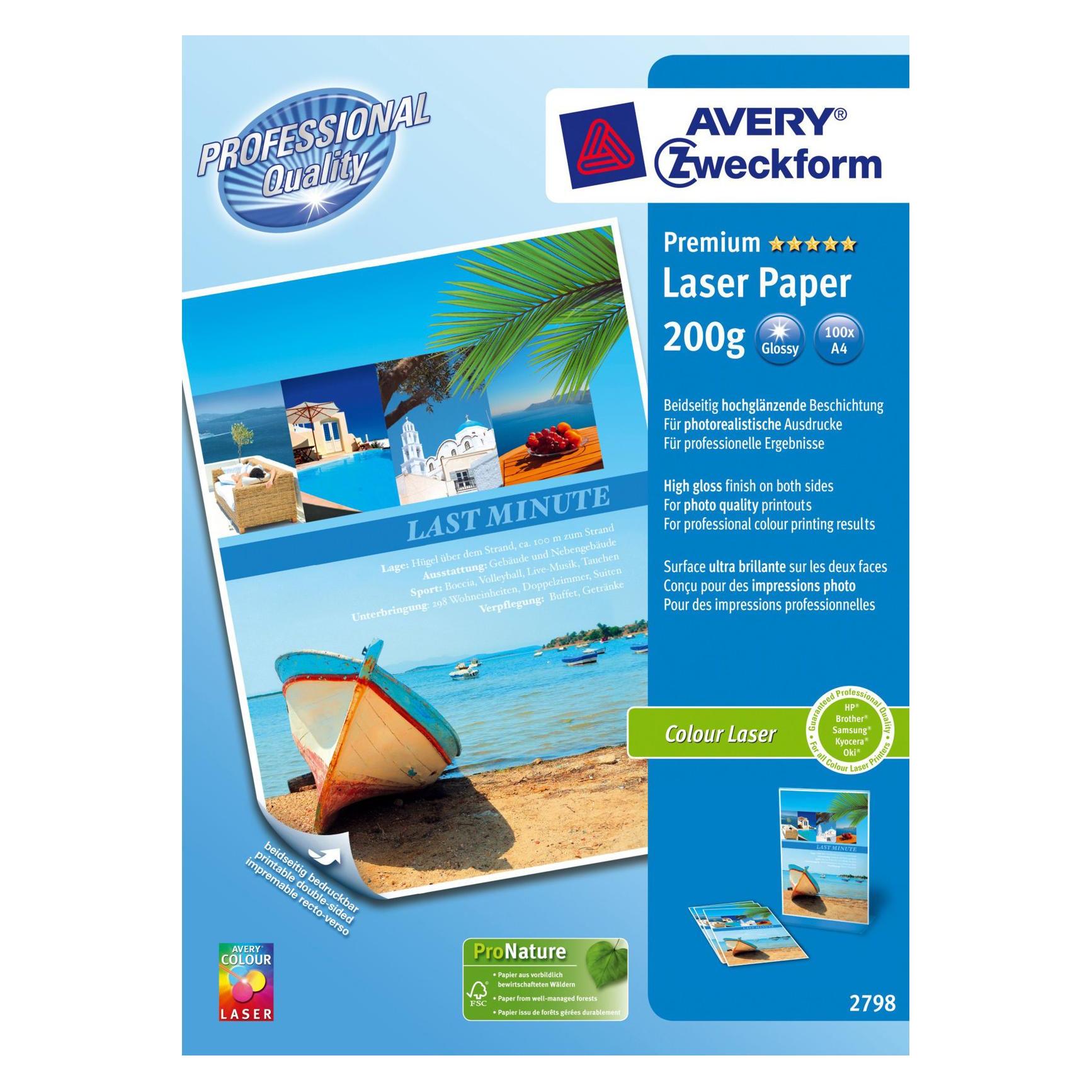 Avery Premium Colour Laser Papier (200 g/m², A4, 100 Stk.) (2798Z)