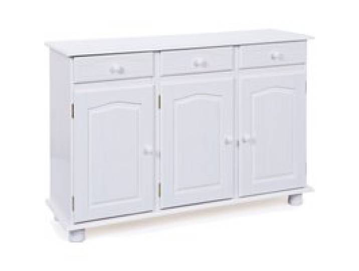 Inter Link Commode de style campagnard en bois massif (3 portes, blanc)