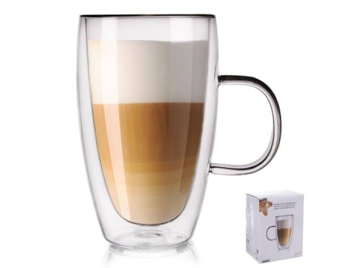 ORION Teeglas Kaffeeglas Doppelwandiges Doppelwandige Gläser Thermoglas für KAFFEE Latte Cappuccino Tee 430 ml