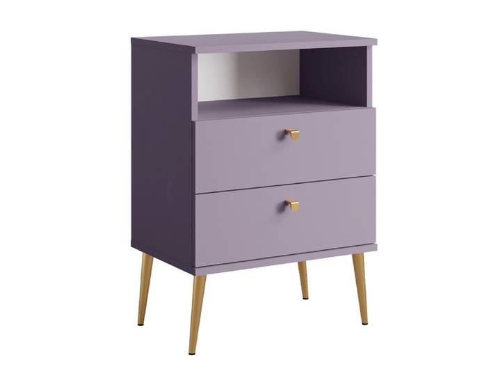 Chevet 2 tiroirs High Mauve - Basika