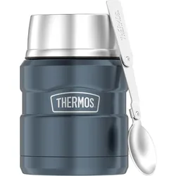 Thermos Speisegefäss STAINLESS KING, 0,47 Liter, eisgrau doppelwandiger Edelstahl mit Vakuumisolierung, Lunchbox, Silber, Grau