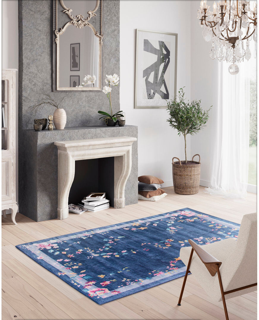 Mistana Amini Rectangle Floral Area Rug Blue Rectangle 160 x 230cm