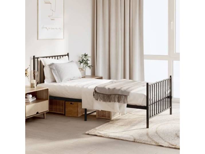 Cadre de lit - V GEBY - 90x190 cm - Métal noir - Design classique - Haute qualité