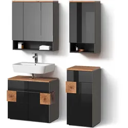BADMÖBEL-SET Tanaro, Anthrazit, 4-teilig