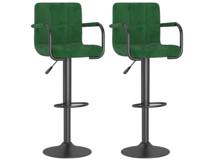 Barhocker, Velours, dunkelgrün, 2-teilig, höhenverstellbar 360° drehbar, integrierte Fußstütze, beschichteter Stahl, belastbar bis 110 kg, für Bar und Esszimmer