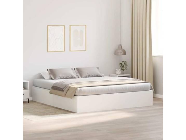 RJPLMFV Bettgestell, Aufbewahrung, Weiß, 180 x 200 cm Massives Kiefernholz, Türen mit Scharnieren, Griffe aus Kunstleder, modernes Design