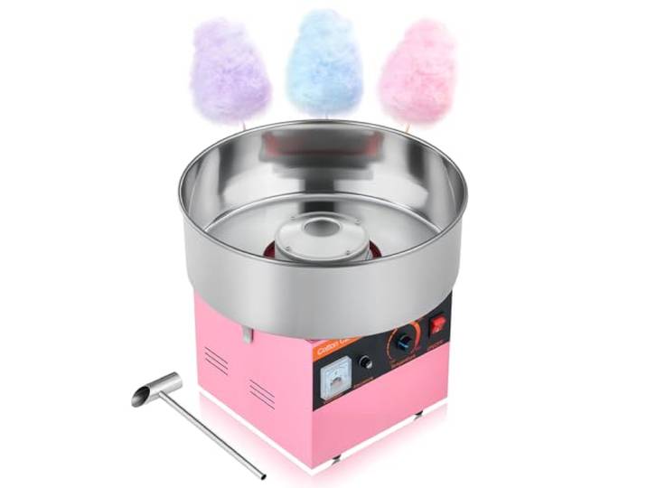 VEVOR Machine à Barbe à Papa Électrique 1000 W\, Appareil à Barbe à Papa avec Bol en Acier Inoxydable de 38 cm et Cuillère à Sucre\, pour Faire des Bonbons\, Fêtes et Anniversaires\, Maison\, Rose