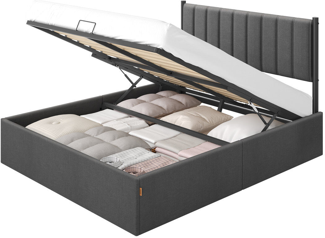 LEDREM Bed Frame Grey 110cm H X 209.3cm W X 153.4cm L