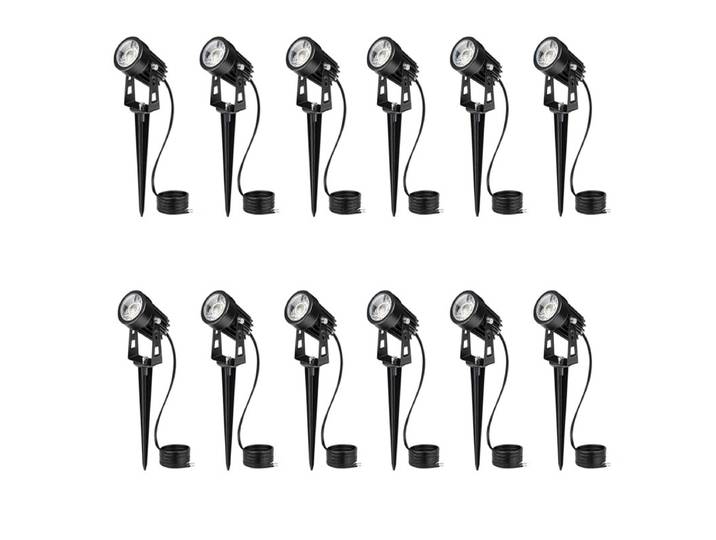 Lampes LED paysagères 3W basse tension 12V avec connecteurs, projecteurs étanches pour extérieur, jardin, maison, arbre, mur