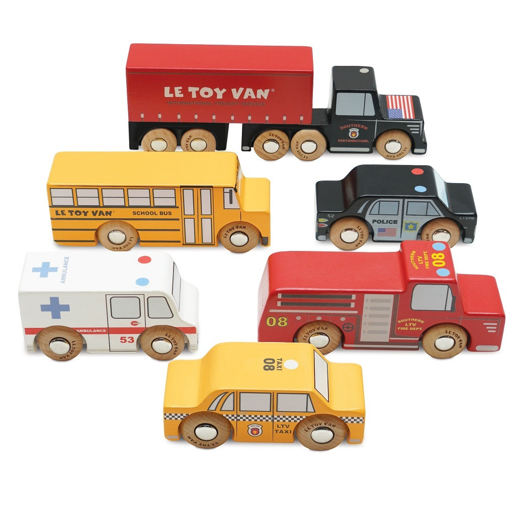 Le Toy Van New York Auto-set met 3 houten auto's, Meerkleurig