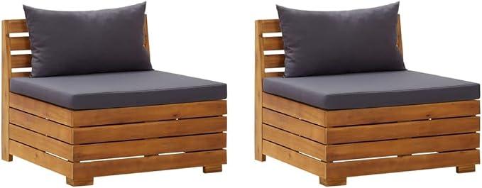 2-Sitzer Gartensofa mit Kissen aus Akazienholz, rustikales Leistendesign für Terrasse, Terrasse und Garten, robust und wetterfest, Maximal