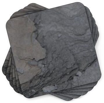 Pimpernel Midnight Slate Stone Coasters Set of 6 Square Cork Backed Heat Resistant - 4 Inches Sq.