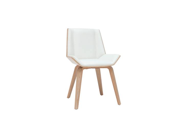 Design-Stuhl weiß und helles Holz MELKIOR