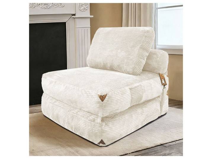 Canapé-Lit Pliant Multifonctionnel Compact Fauteuil Relaxant Moelleux Haute Résilience pour Salon Chambre Dortoir - Blanc