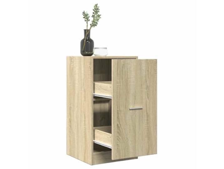 Apothekerschrank Sonoma-Eiche 40x41x77,5 cm Holzwerkstoff Auszugschrank Mit Wandhalterung zu sichern, Metallschienen, Griffe, vielseitig nutzbar, für Küche, Büro, Wohnzimmer