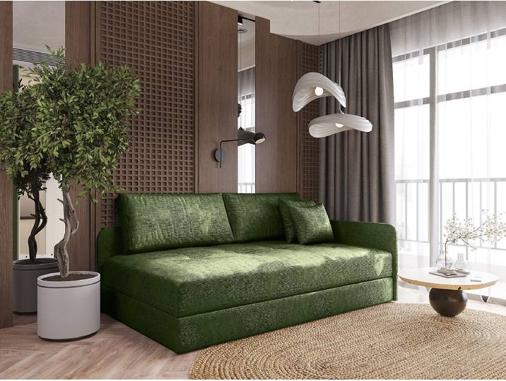 Daybed 95 cm Vert Tissu chenille Askja 205 x 80 x 95cm Moderne