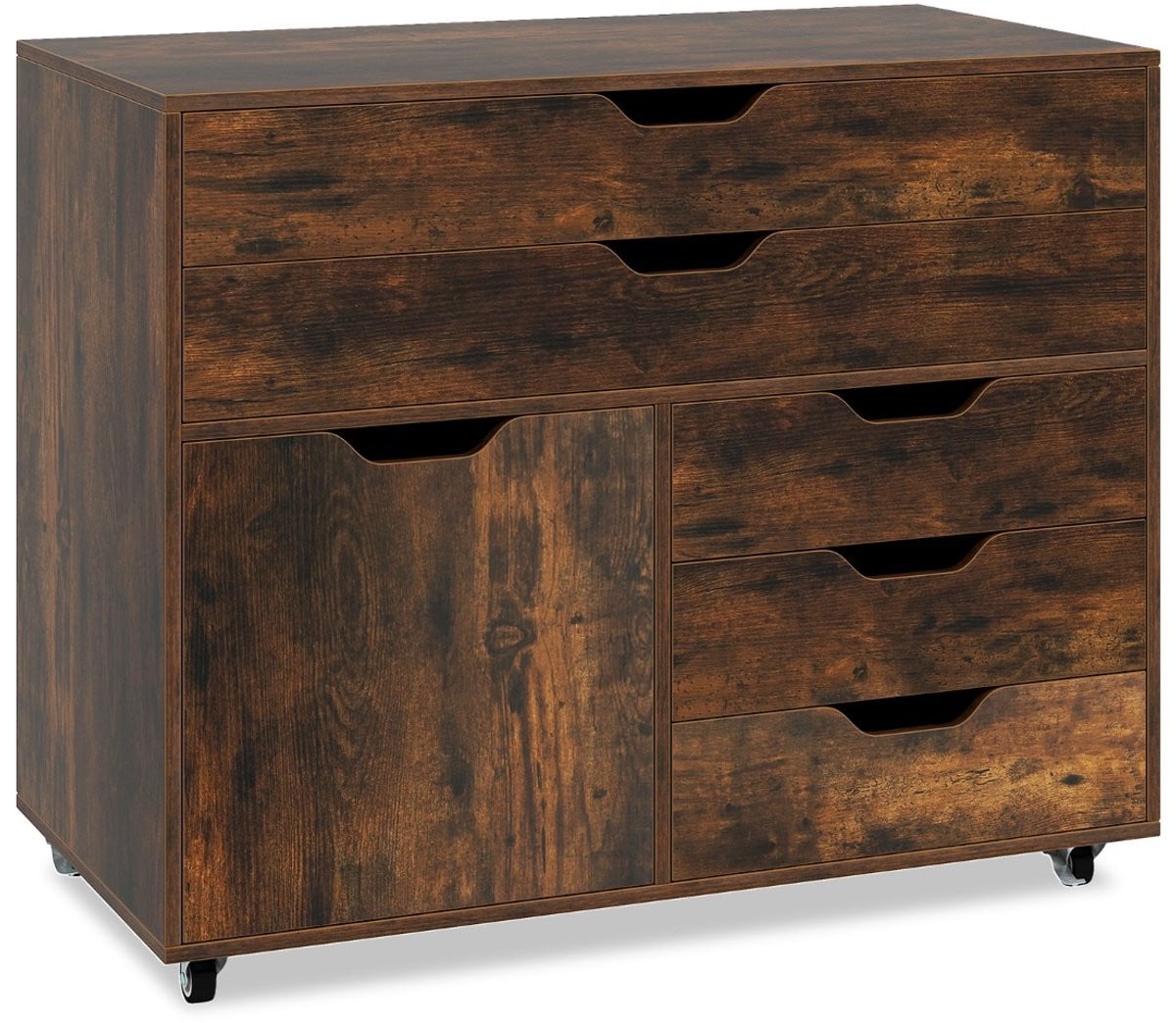 SureDeal® Bureaukast met 5 laden en wielen, Rolbare archiefkast en printerstandaard, Koffiebruin, B/D/H: 77,5 x 40 x 64 cm