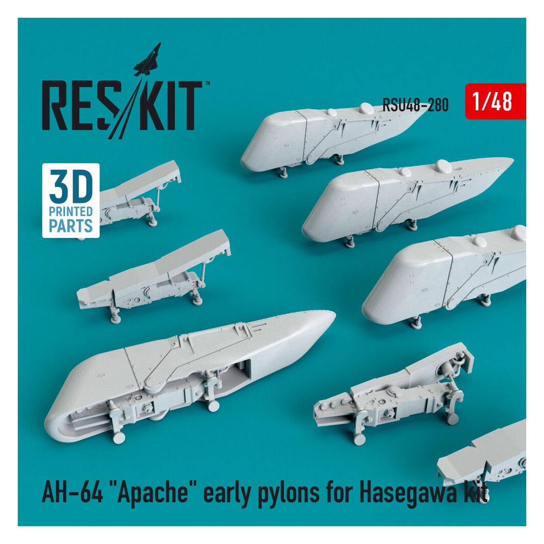 ResKit AH-64 Apache early pylons for Hasegawa kit (3D Printed) (RSU48-0280)