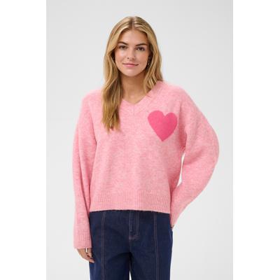 Strickpullover SAINT TROPEZ "PariaSZ V-Neck Pullover", Damen, Gr. M, rosa (bonbon), Strick, Obermaterial: 68% Polyamid, 28% Polyester, 4% Elasthan, normal, V-Ausschnitt, Pullover Strickpullover