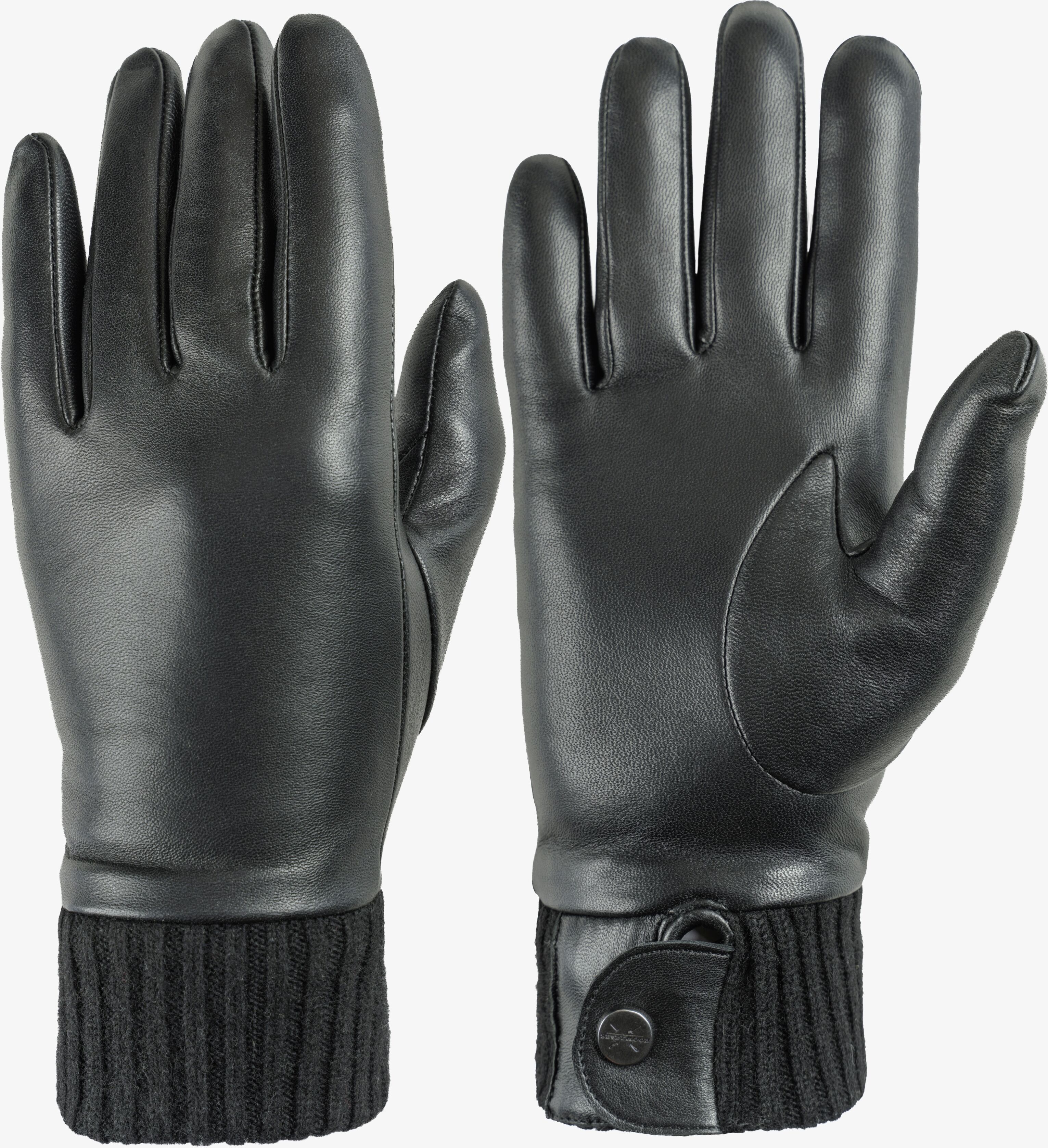 Lederhandschuhe PEARLWOOD "IDA", Damen, Gr. 8, schwarz, Lammleder, Handschuhe Lederhandschuhe, Elastischer Strickbund schwarz 8