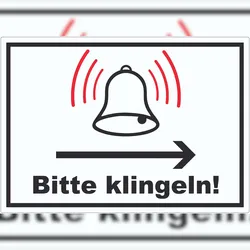 HB-Druck Bitte klingeln Pfeil rechts Aufkleber A1 (594x841mm)