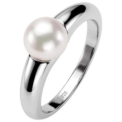 Perlenring JOBO "Silberring" Gr. 52, silber (silber 925), Fingerringe, Damen, 52, Perlen Silber 925 (Sterlingsilber), Perlen, Silber 925 (Sterlingsilber), Perlenring, 925 Silber mit Perle
