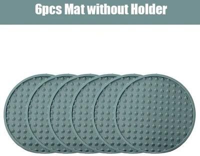 Inspire Curations Silicone Drink Coaster Set With Holder Heat Resistant Non Slip Cup Coasters (67 PCS) 6pcs Holder W out Holder Blue