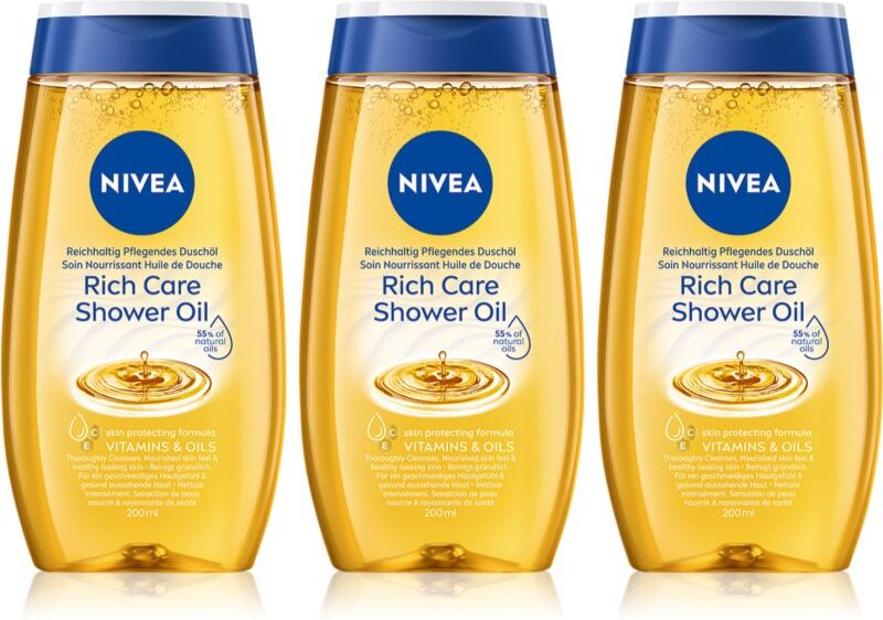 NIVEA Rich Care Duschöl für trockene Haut 3 x 200 ml