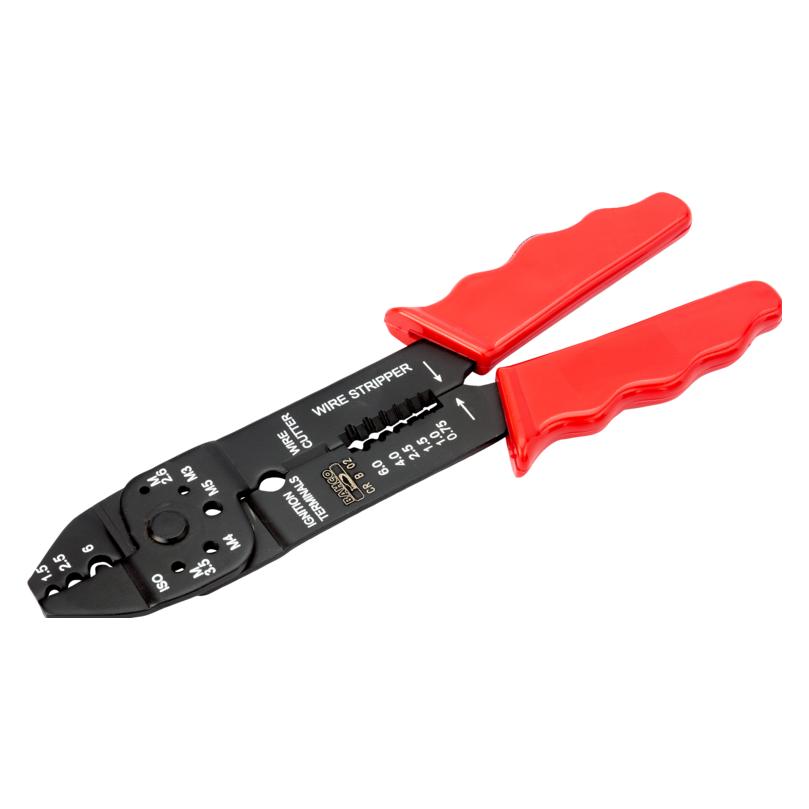 Irimo Zangen mit rotem Griff für das Crimpen/Schneiden/Abisolieren 14 AWG - 10 AWG (220 mm) (CR B 02)