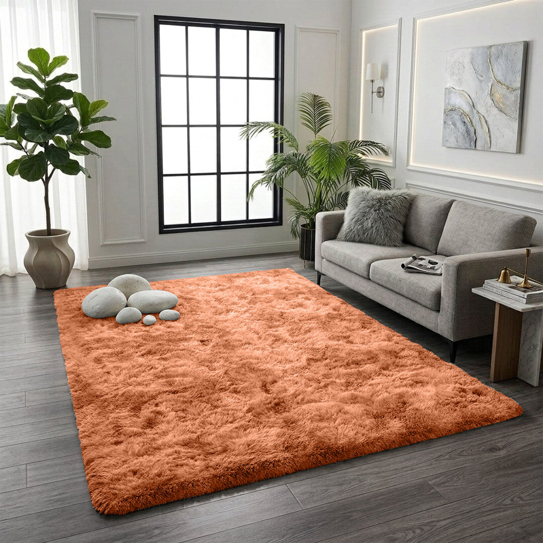Fairmont Park Machine Tufted Rust Indoor Shagg Area Rug-Luxurious Burnt Orange Shaggy Carpet Rust Runner 80 x 300 cm