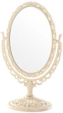 Uplift Essentials Vintage European Heart Shaped Vanity Mirror oblong Beige