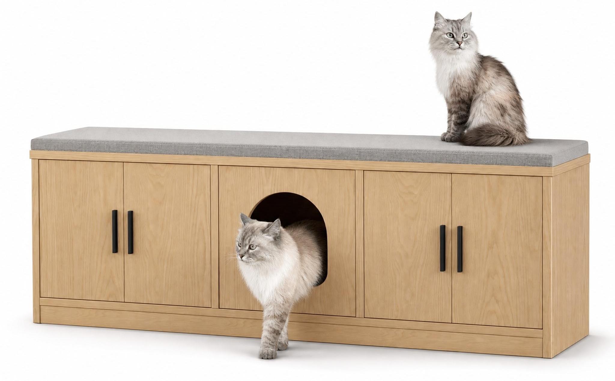 Omgoods - Multifunktionale Katzenburg mit Kratzbaum und versteckter Katzentoilette
