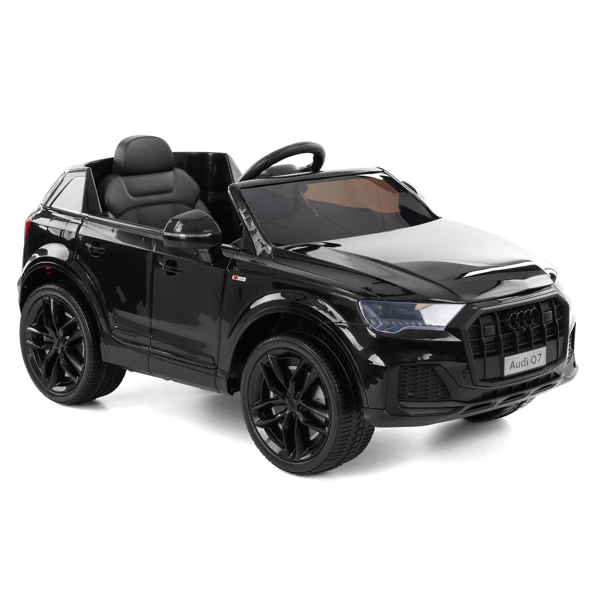 HECHT Kinder-Elektroauto Audi Q7 Schwarz - 12 V Akku, 2 Motoren, Fernbedienung, LED-Licht, Bluetooth-Radio