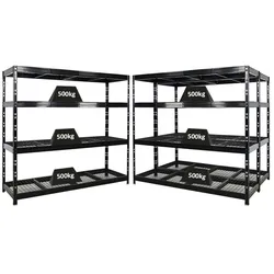 PROREGAL Mega Deal | 3x Profi Schwerlastregal Rhino | HxBxT 180x200x60cm | 4 Gitterrost-Ebenen | Fachlast 500kg | Schwarz