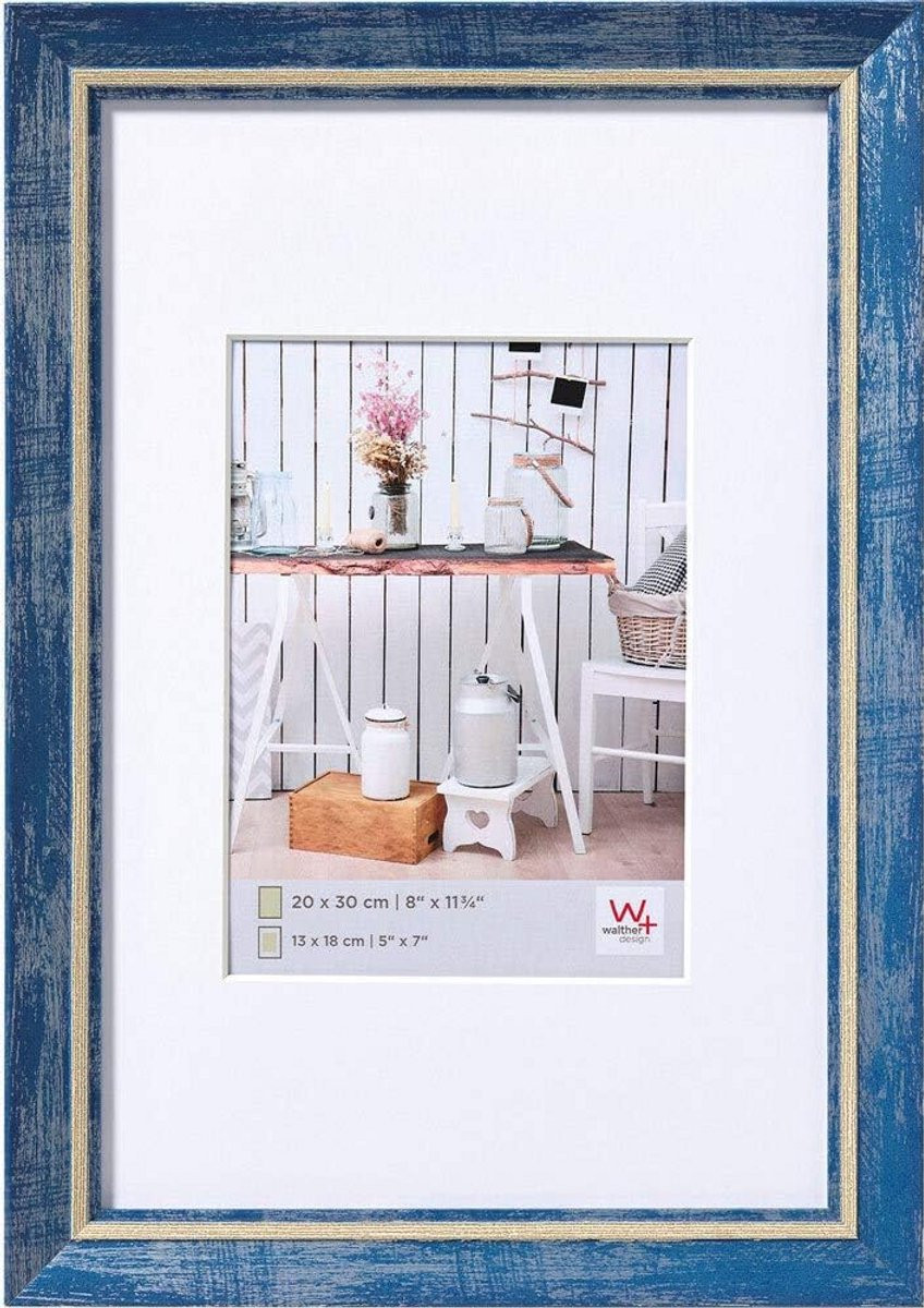 Fotolijst Blauw Liggen en Staand 10x15 cm met Passe-partout Houtlook