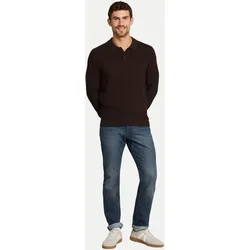 Langarm Strick-Poloshirt 40781-dark chocolate brown melange S