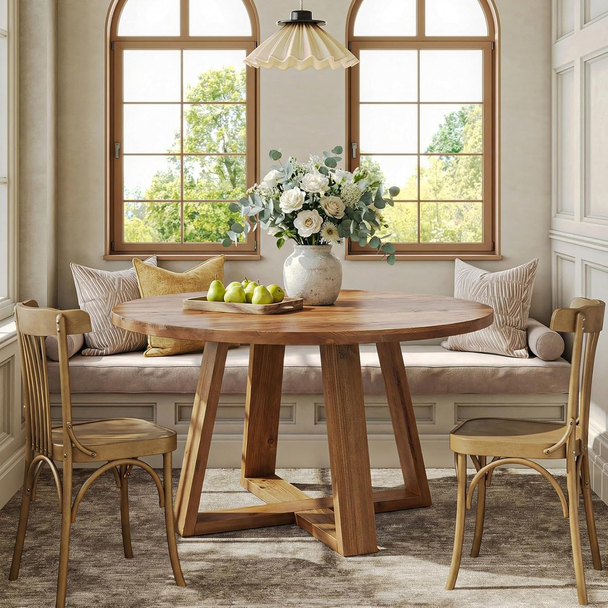 LITTLE TREE Ronde Houten Eettafel 119 cm – Landelijke Eettafel voor de Eetkamer of Keuken