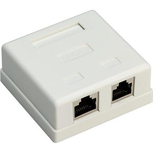 Goobay Netzwerkdose 77635, Aufputz, 2x RJ45 / Keystone, mit Gehäuse, weiß, Cat.6
