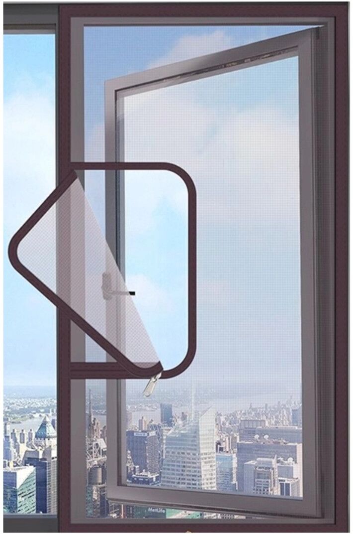 INF U-förmiges Seitenöffnendes Reißverschluss-Moskitonetz 50x80cm - Selbstklebendes Nano-Gewebe für nach außen öffnende Fenster