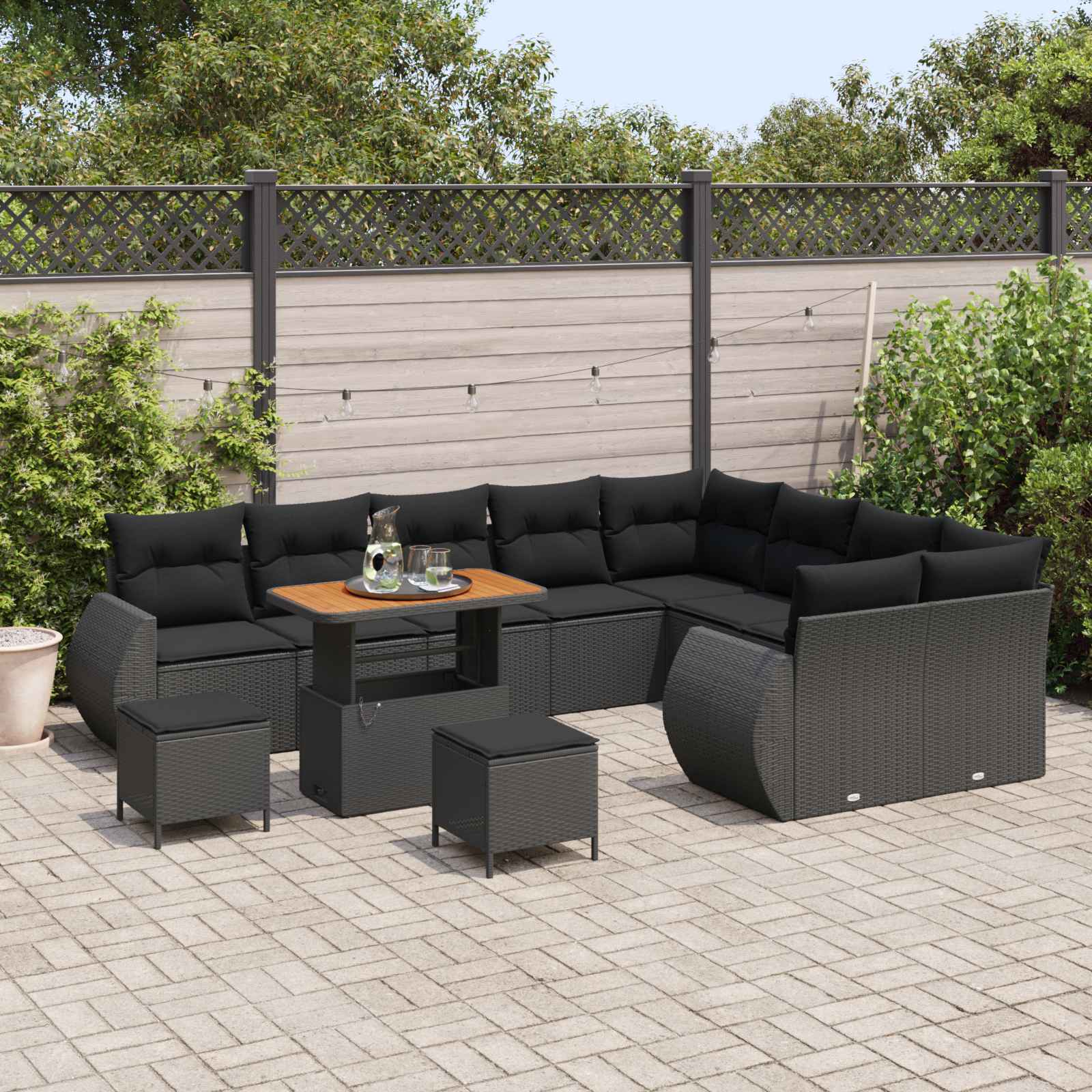 vidaXL Ensemble de canapé de jardin 12 pc 12 place Noir