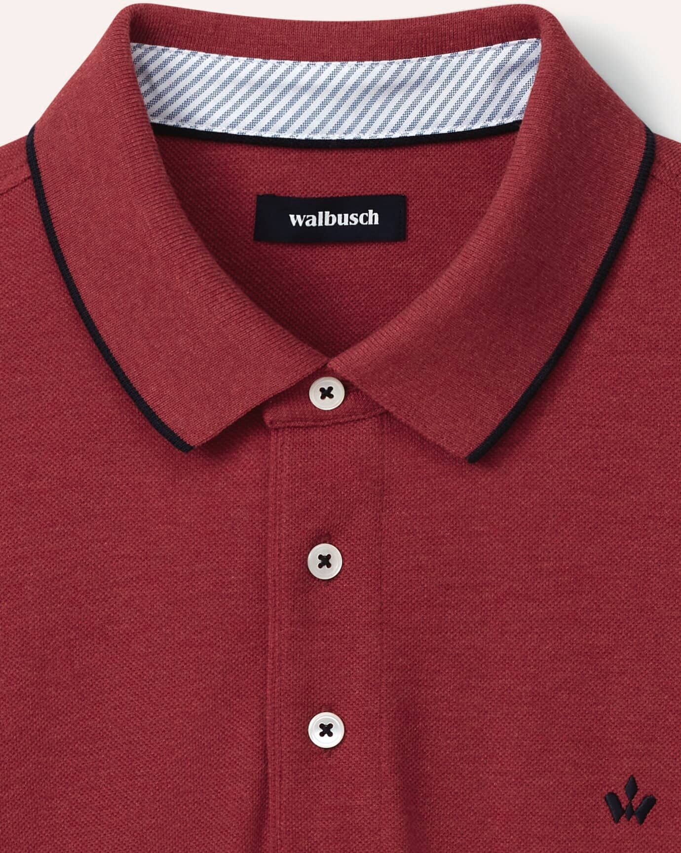 Walbusch Melange Polo, normale Größen, Farbe Rot, 56, atmungsaktive Baumwolle reine Naturfaser Herren