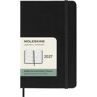 Moleskine 12 Monate Wochenkalender 2027, Pocket/A6, 1 Wo = 2 Seiten, horizontal, fester Einband, Schwarz