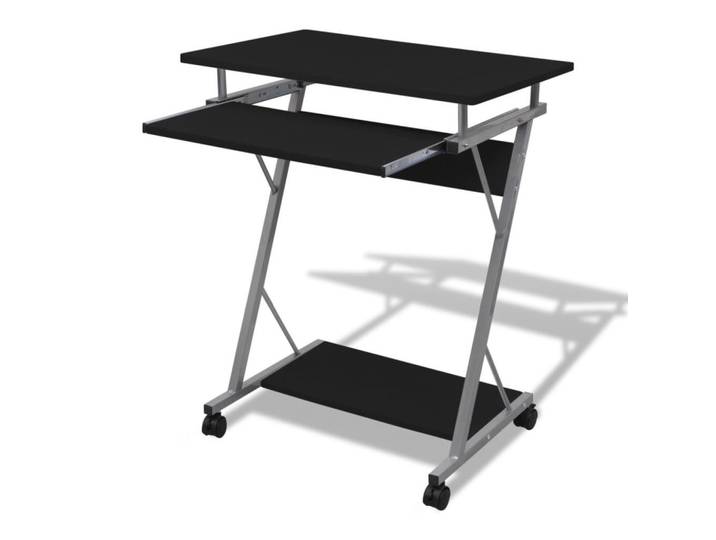 vidaXL Computertisch mit 4 Rollen 80/40/72 cm aus Spannplatte, Stahl Schwarz, Rechteckig,Rechteckig, 60x74x40 cm, Büromöbel, Schreibtische, Computertische