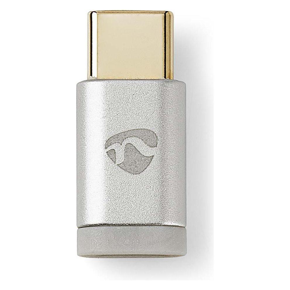 Nedis USB-Adapter USB 2.0 USB-Typ-C Stecker USB Micro-B Buchse Vergoldet Silber Verpackung mit Sic (USB-C) (CCTB60910AL)