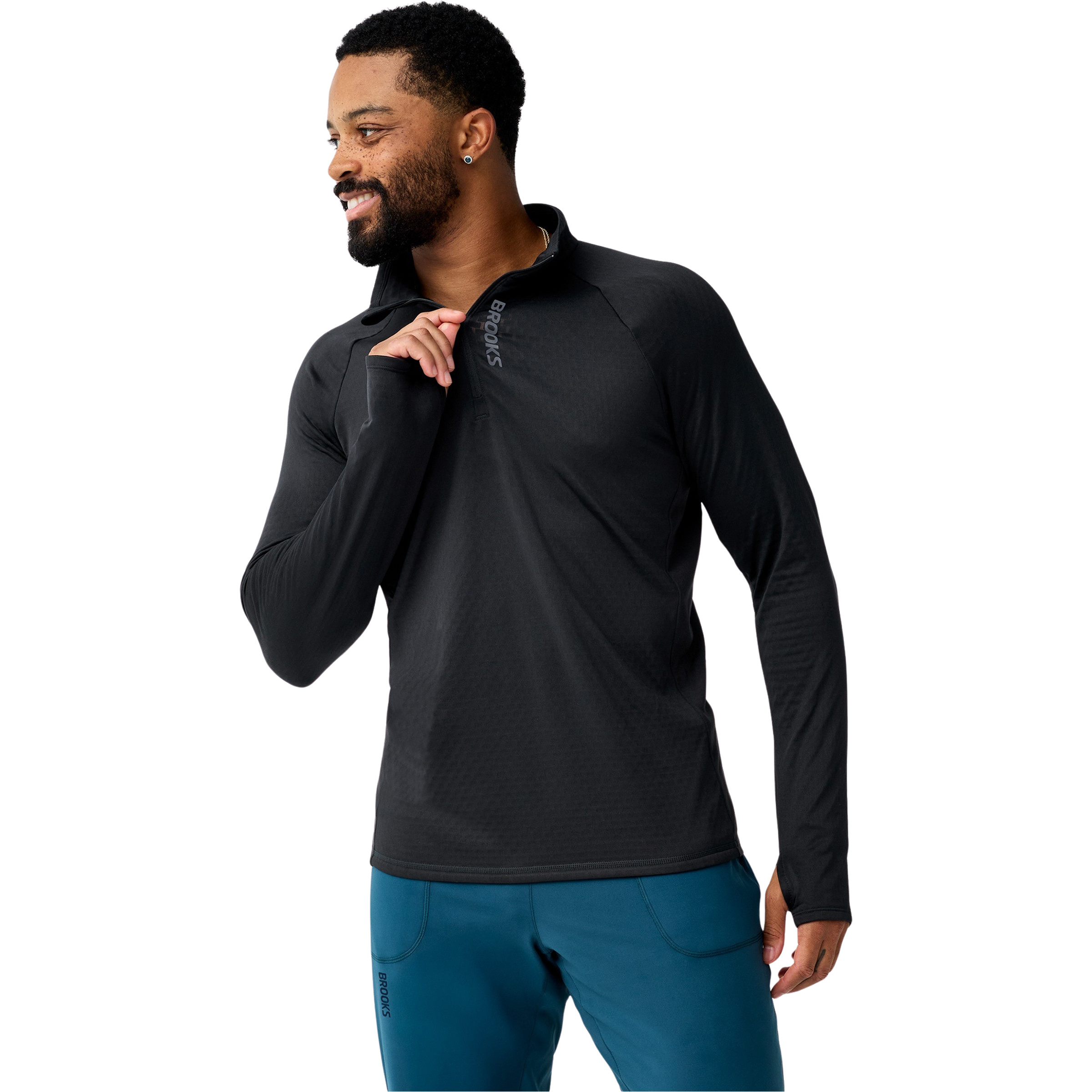 Brooks Momentum Thermal 1/2 Zip Herren Laufshirts schwarz Größe L Laufen Elastisch
