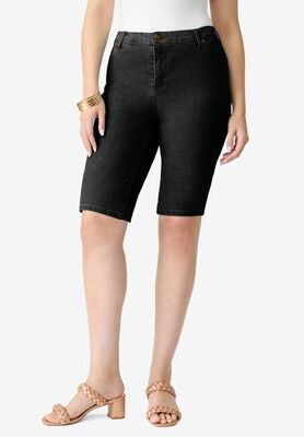 Plus Size Women's Plus Size 24/7 Bermuda Short by Denim 24/7 by Roamans in Black Denim (Size 32 W)