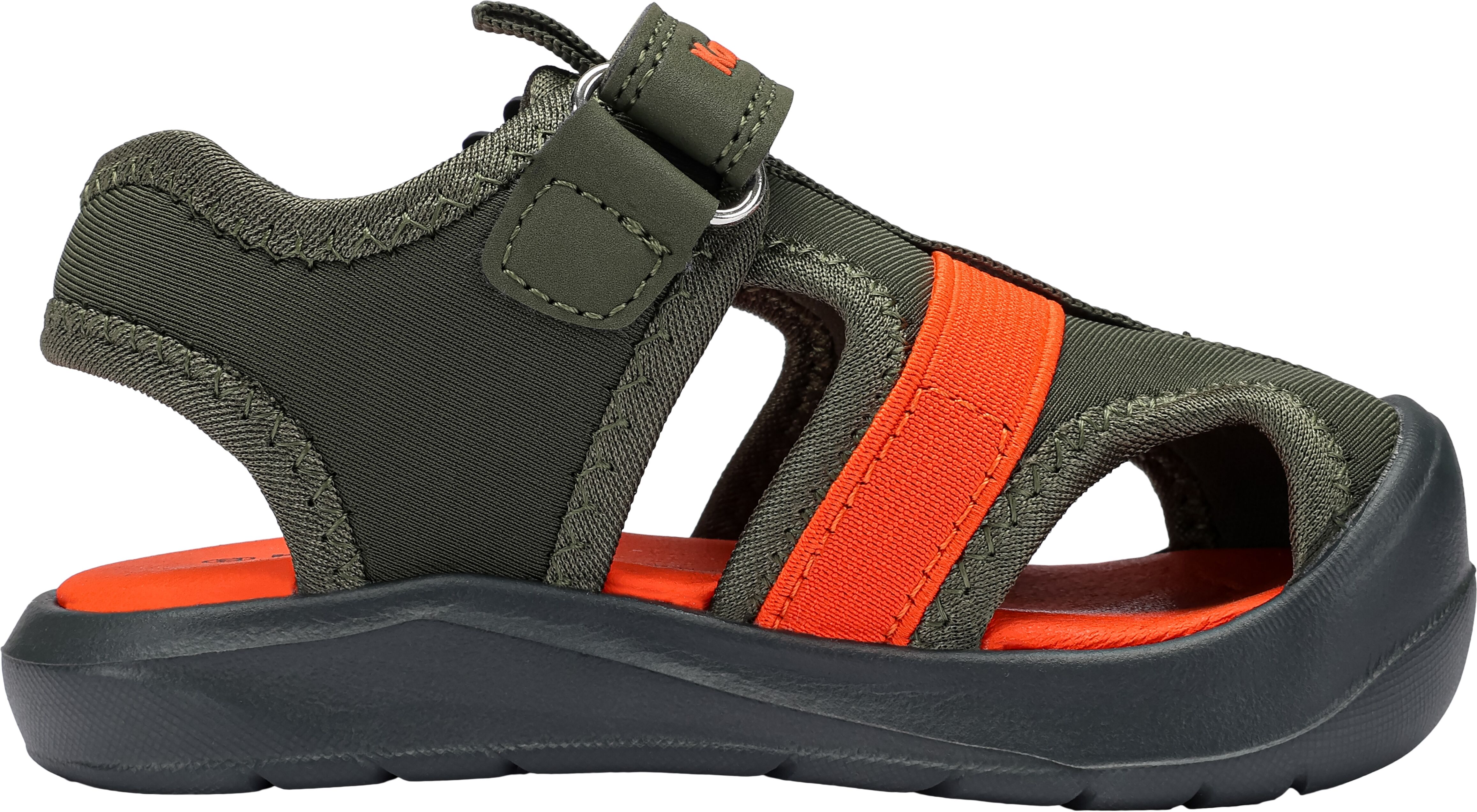 Sandale KANGAROOS "K-TOE ELLIS", Mädchen, Gr. 30, atmungsaktiv, grün (olive, dino), Mesh, Synthetik, Schuhe Sandale olive, dino 30, atmungsaktiv