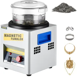 VEVOR Mini KT-185 magnetische Tumbler 180 mm, Schmuck Poliermaschine und Finisher Maschine mit guter Zeitfunktion, schneller Verarbeitungsgeschwindigkeit für Leichtmetall, Nichteisenmetalle, 2000 RPM