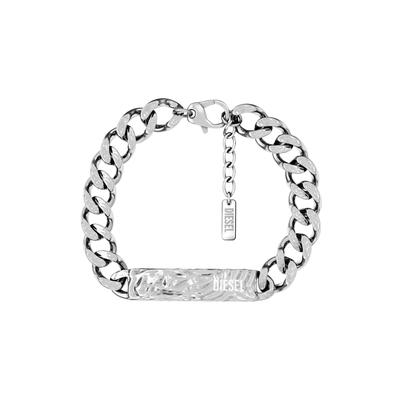 Armband DIESEL "Diesel Font", silber (edelstahlfarben), Armbänder, Damen, 22cm, Edelstahl, Armband