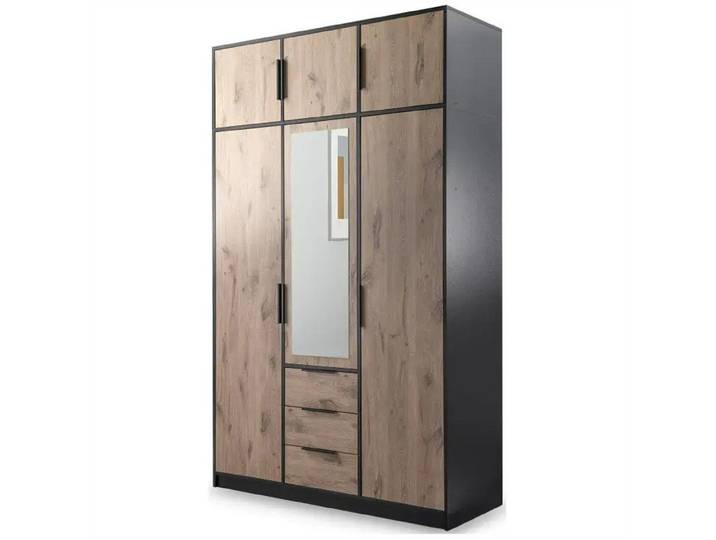 Beautysofa Kleiderschrank LIVO mit Spiegel (Design-Schrank für Schlafzimmer oder Flur, wahlweise mit oder ohne Aufsatz) Breite: 149 cm